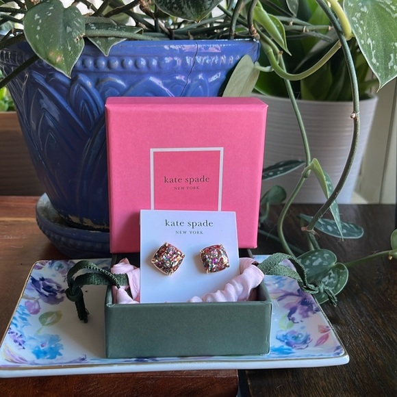 NIB Kate Spade Multi Colored Glitter Earrings - Picture 2 of 4